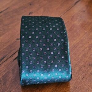 Oscar de‎ La Renta Silk Tie forest green floral print